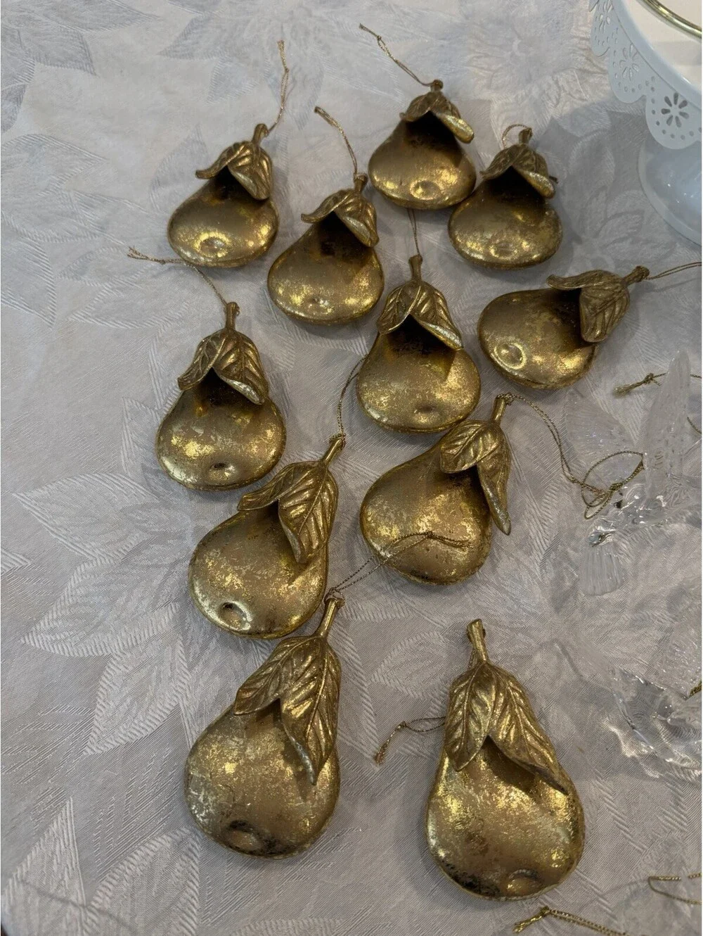 Lot Of 35 Vintage Christmas Ornaments Victorian Style Gold And Beaded Various